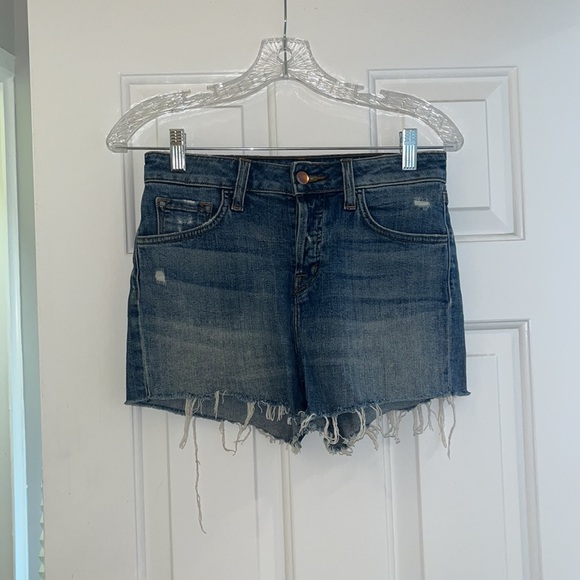$200 J Brand Size 24 Gracie Distressed High Rise Denim Shorts EUC